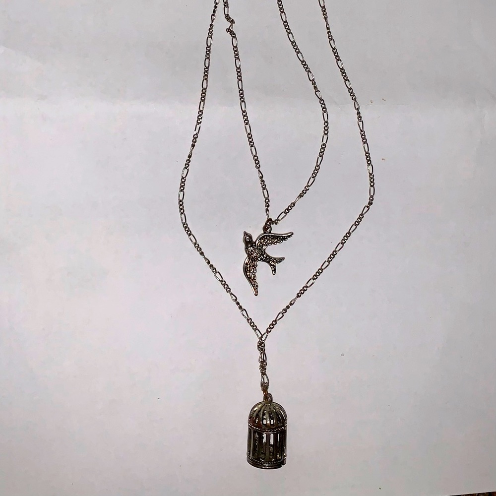 Bird and Cage Double Necklace